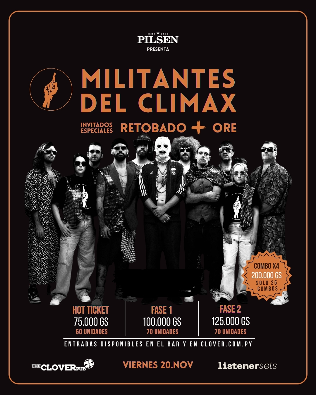 Militantes del Clímax en concierto, viernes 20 de noviembre en The Clover Pub